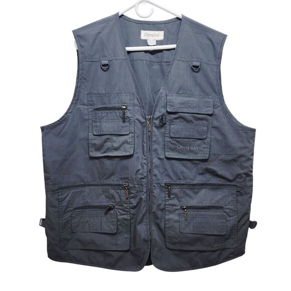 Olympina Mens Outdoor Multi-Pocket Utility Vest Size 2XL Gray - Picture 1 of 5